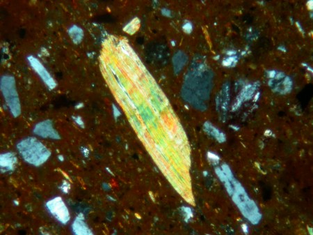 Biotite - cross polarised light - Zabid petrofabric, Yemen - Field of view 0.5mm